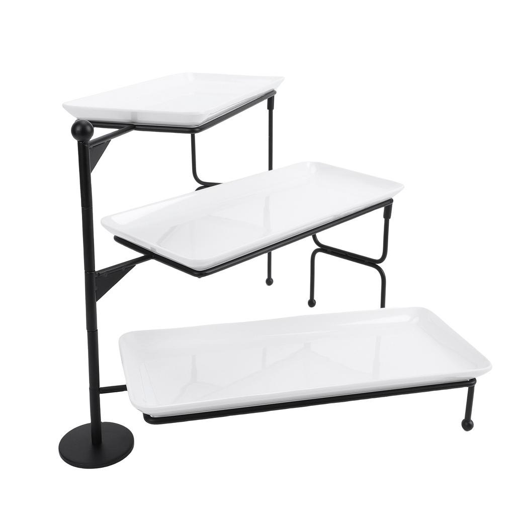 3 Tier Dessert Stand Fruit Display Tray Metal Frame Dishwasher Safe Easy Assembly and Disassembly Self Serve Pastry