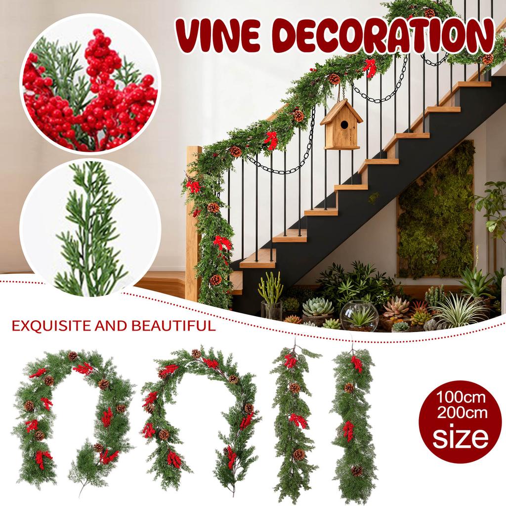 Christmas Norfolk Wreath PE Soft Rubber Texture Needles And Pinevine Christmas Decoration