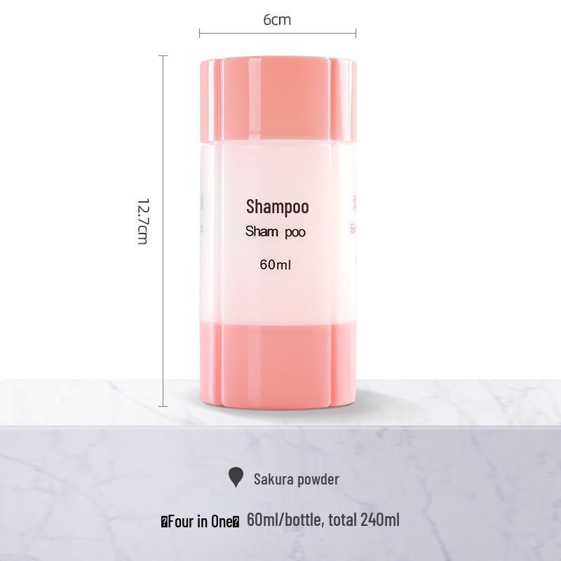 Travel Set: 4-in-1 Refillable Spray & Press Bottles for Shampoo & Lotion.