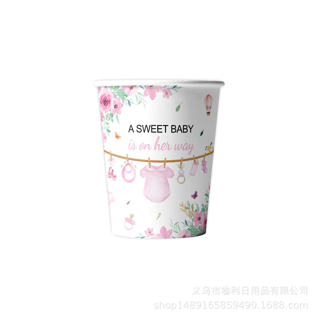 Rosa Taufe Themenparty Zubehör Babyparty Dekoration Party Geschirr Banner Tissue Arrangement Zubehör