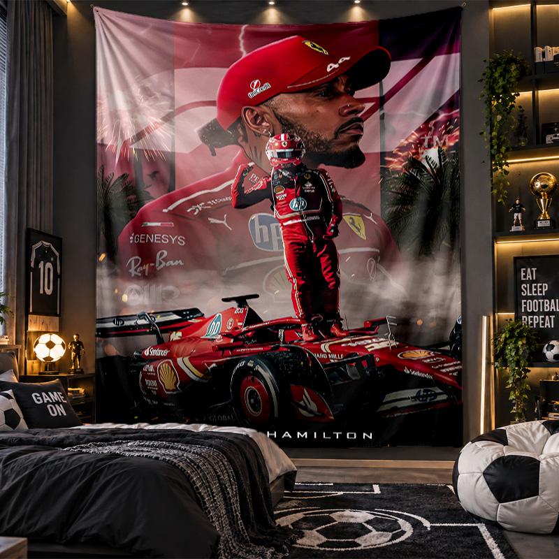 Wall Hanging Tapestry Lewis Hamilton Print Cloth for Living Room Bedroom Home Decor