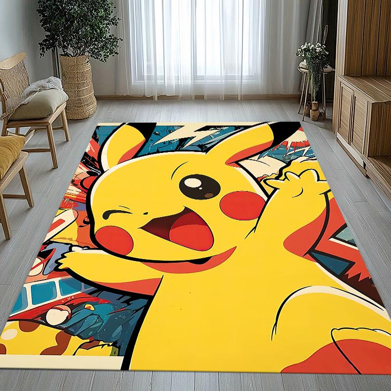 6 Style Pikachu Pokemon Living Room Non-Slip Area Rug Soft Carpet for Bedroom Kids Playroom Sofa,Home Decor Doormat Gift