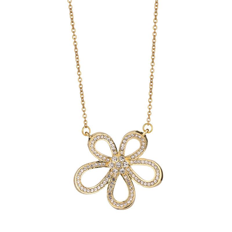 Vijfblaadjes Bloem Ketting Vrouwelijke Zonnebloem Sleutelbeen Ketting Temperament Camelia Oorbellen Ketting Accessoires