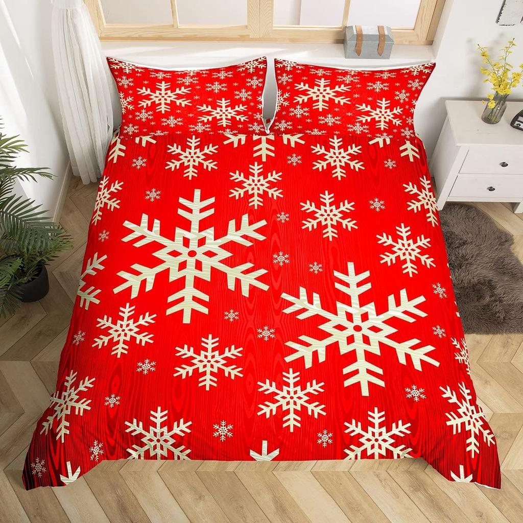 Snowflake Duvet Cover Twin King Merry Christmas Comforter Cover For Child Boys Girls, Glitter Galaxy Bedding Set, New  Gift