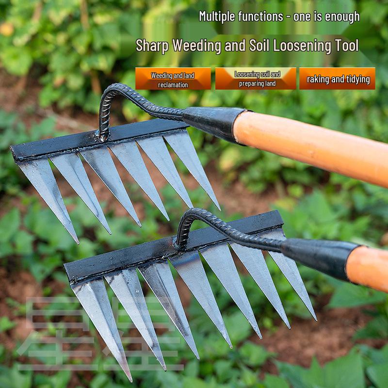 Six-Tooth Manganese Steel Rake: Mini Hoe for Weeding and Soil Loosening