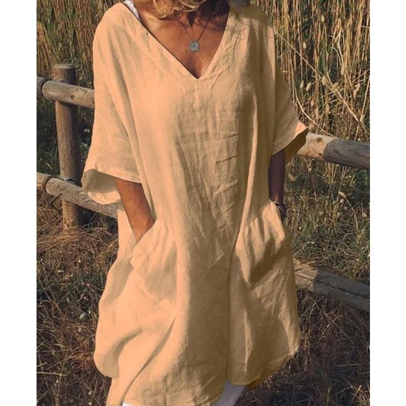 Stylish Women Long Tops Mini Dress Featuring Casual Half Sleeve Boho Design In Plus Sizes