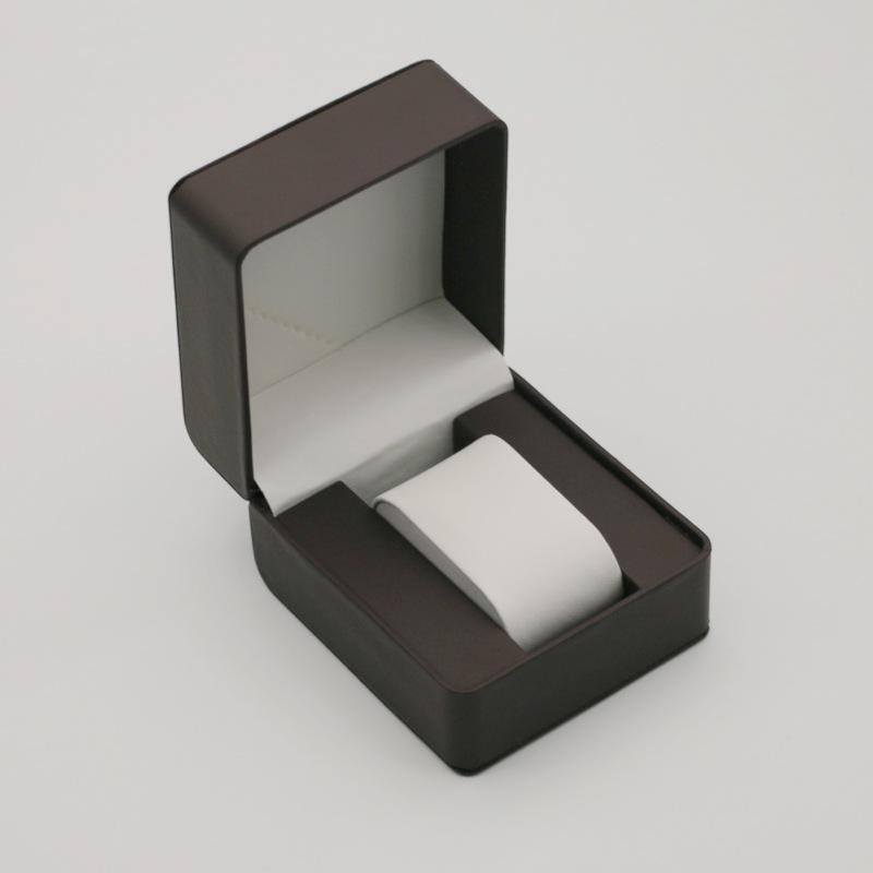 Black Single Watch Gift Box with Pillow PU Leather Wristwatch Display Case Organizer for Men Clamshell PU Leather Watch Case