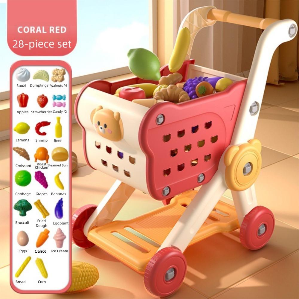 Mini Size Kitchen Playset Food Vegetables Supermarket Toy Shopping Cart Toy Learning Activity