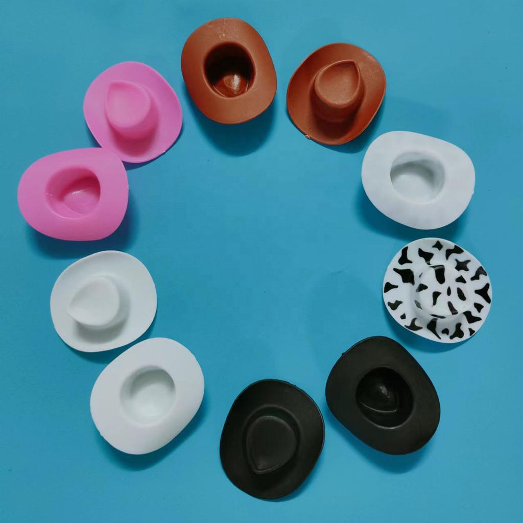 10Pcs/Bag Plastic Mini Cute Western Cowgirl Cowboy Doll Pink Hat Toys Accessories for Miniature Toy Party