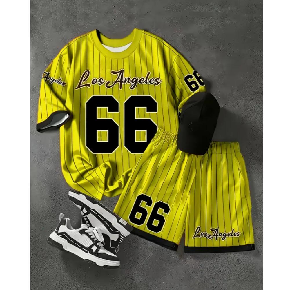 Dětské tričko a šortky 2dílná sada s potiskem čísel a písmen Letní ležérní oblečení pro chlapce a dívky Dětské oblečení