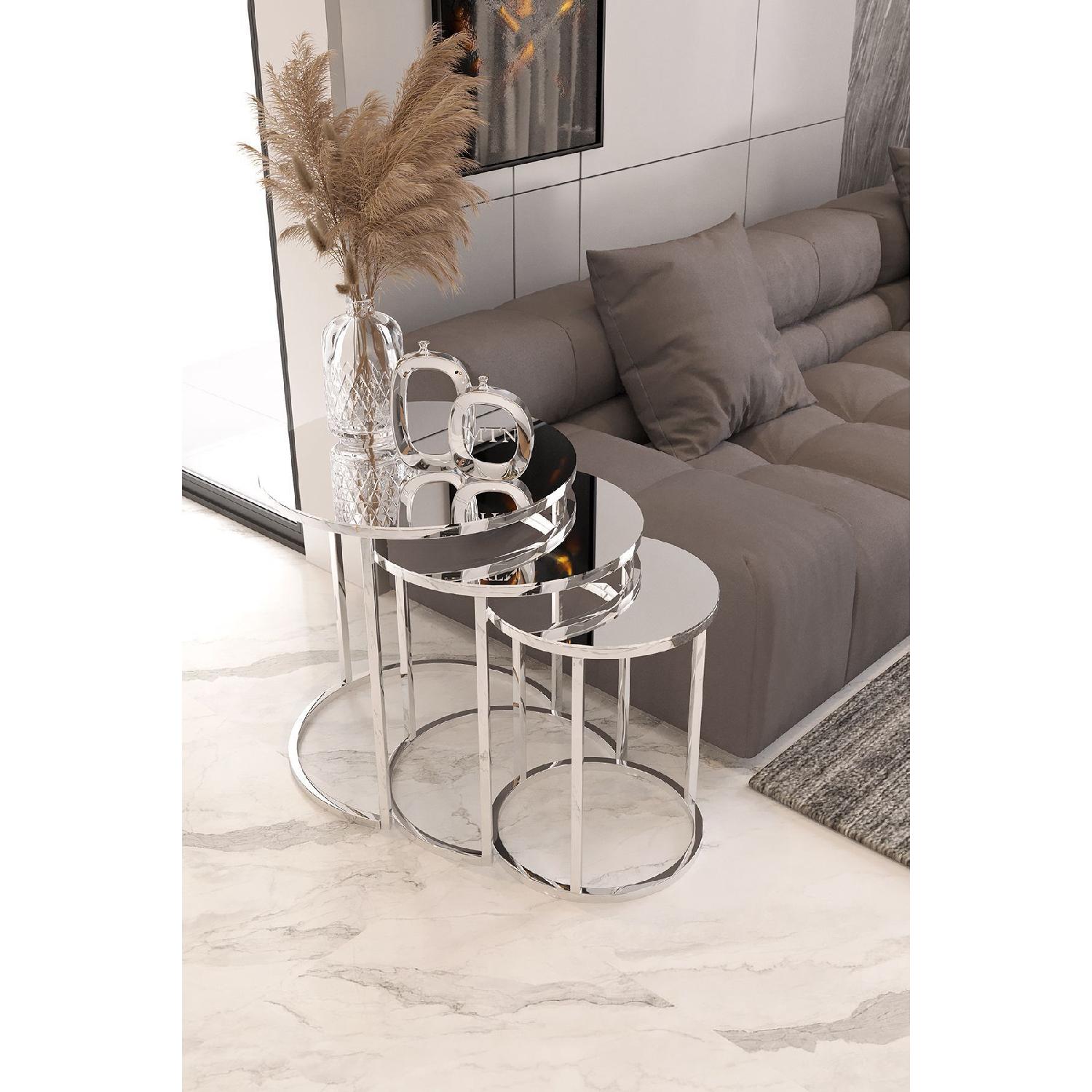 

3-местный журнальный столик Nesting Silver Leg Silver Mirror Harmony