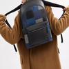 Coach Charter 30 Zipper Closure Adjustable Shoulder Strap Smooth Leather Backpack Large Men Backpack Black Blue CV929-BLC