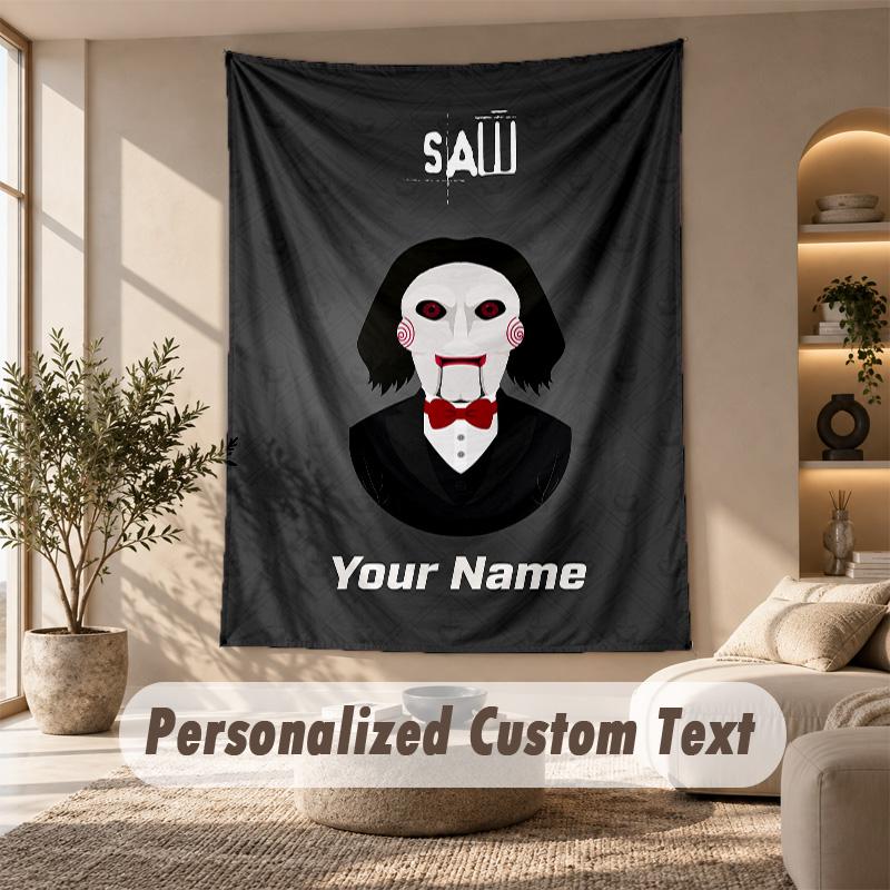 Tapestry Custom Name Text, Wall Hanging Tapestry Home Room DecorSaw Billy the Puppet