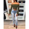 Women Summer Casual Off Shoulder Tank Top Stylish Long Sleeve Crop Top Shirt
