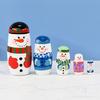 Matryoshka Wooden Snowman Doll Set Cartoon Home Decoration Christmas Toy Gifts