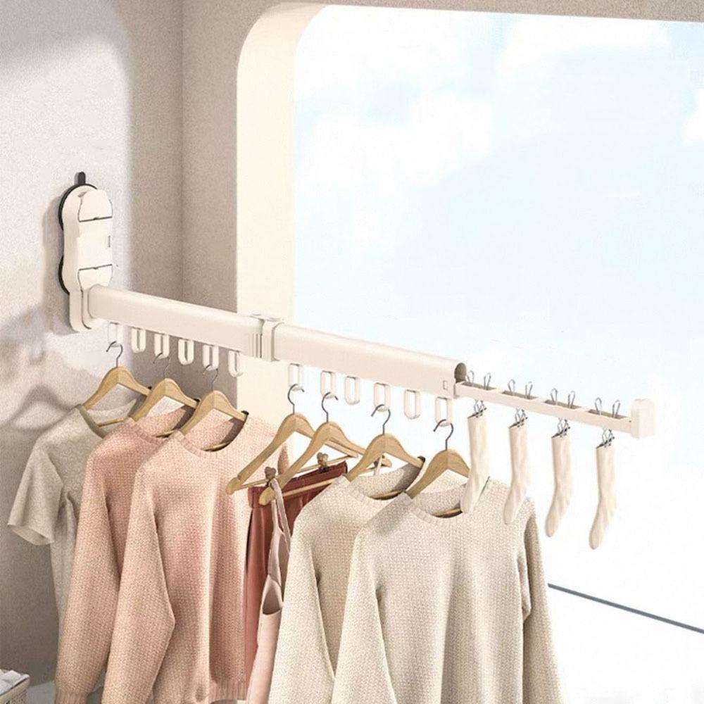 Large Capacity Folding Clothes Rack Wall Mounted Laundry Hanger Clothes Drying Rack  Towels
