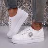 Glossy platform shoes, sports and leisure shoes, fashionable buckle decoration, blessing casual and comfortable board shoes