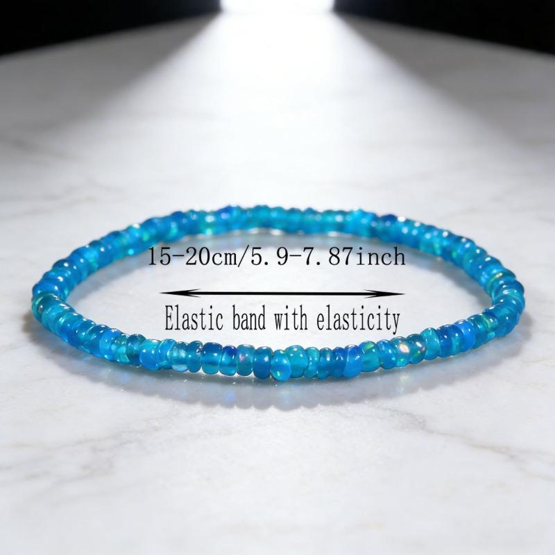 Natural Blue Beaded Bracelet, Elastic Rope Design, Natural Style, Daily All-match Fashion Bracelet