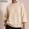 Women's Fashion Casual Fall Winter Solid Color Print Long Sleeve O-Neck Sweaters