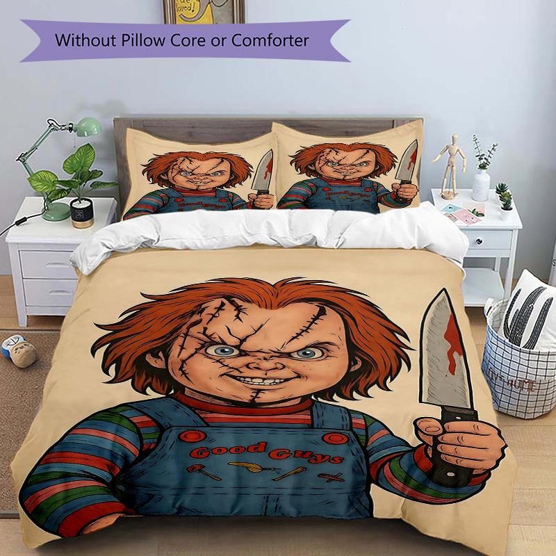 

3pcs Chucky s Father s Day Printed Quilt Set - Includes 1 Quilt Cover and 2 Pillowcases, Machine Washable - Suitable for All Seasons.C020 135x200cm