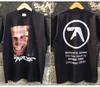 Aphex Twin Big Face lata 90. podstawowa czarna Unisex T-shirt dwustronny Reprint