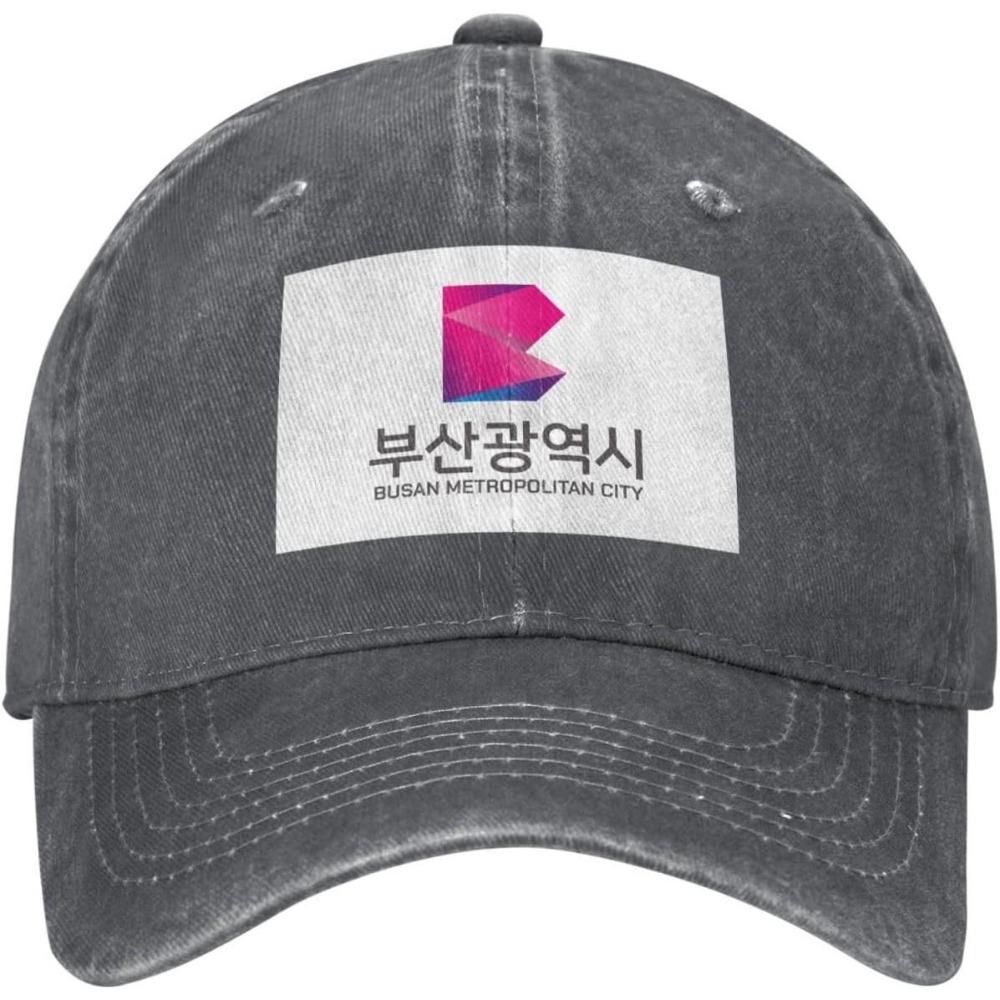 Busan Metropolitan City Logo Baseball Cap Vintage Washed Denim Style Adjustable Dad Hat for Adults