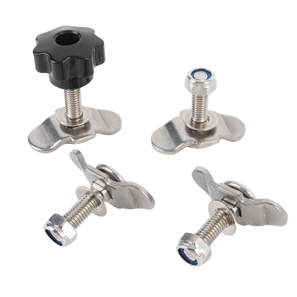 L Track Tie Down Fittings M8x35mm Stainless Steel Double Lug Threaded Stud Nut Kit for Truck Bed Trailer Cargo Control