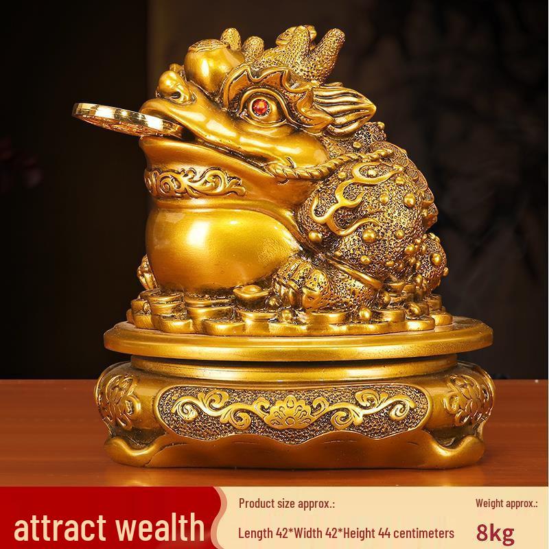 Golden Toad Treasure Bowl - Money-Attracting Decor for Home or Office