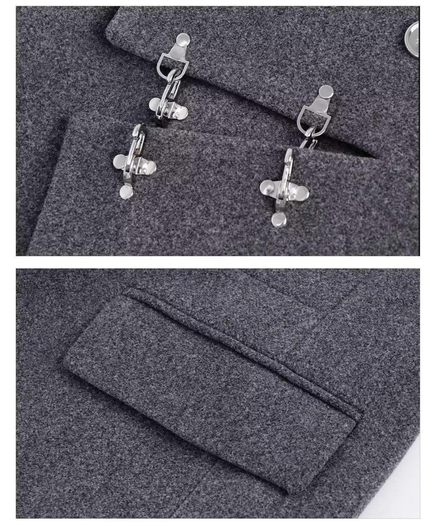 Men's Autumn/Winter 2025 Trendy Woolen Lapel Trench Coat - Scruffy Cool Mid-Length Outerwear