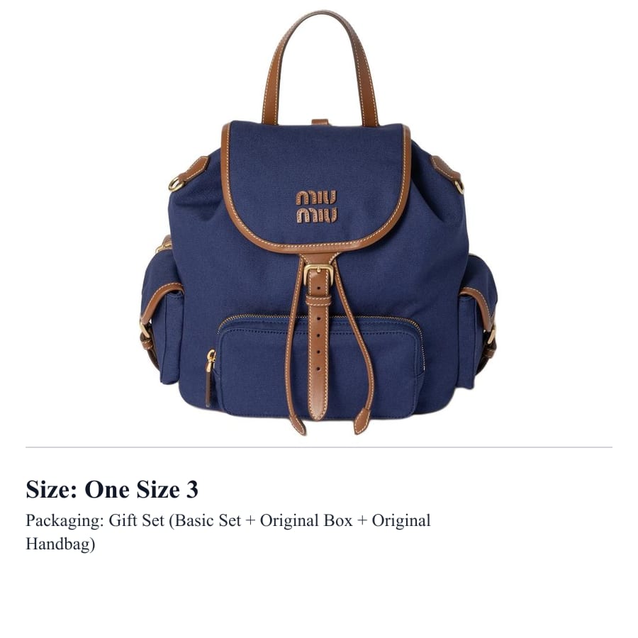 MIU MIU Cotton Backpack Women's Cornflower Blue & Brandy 5BZ042_2IBQ_F0TQF_V_OOO