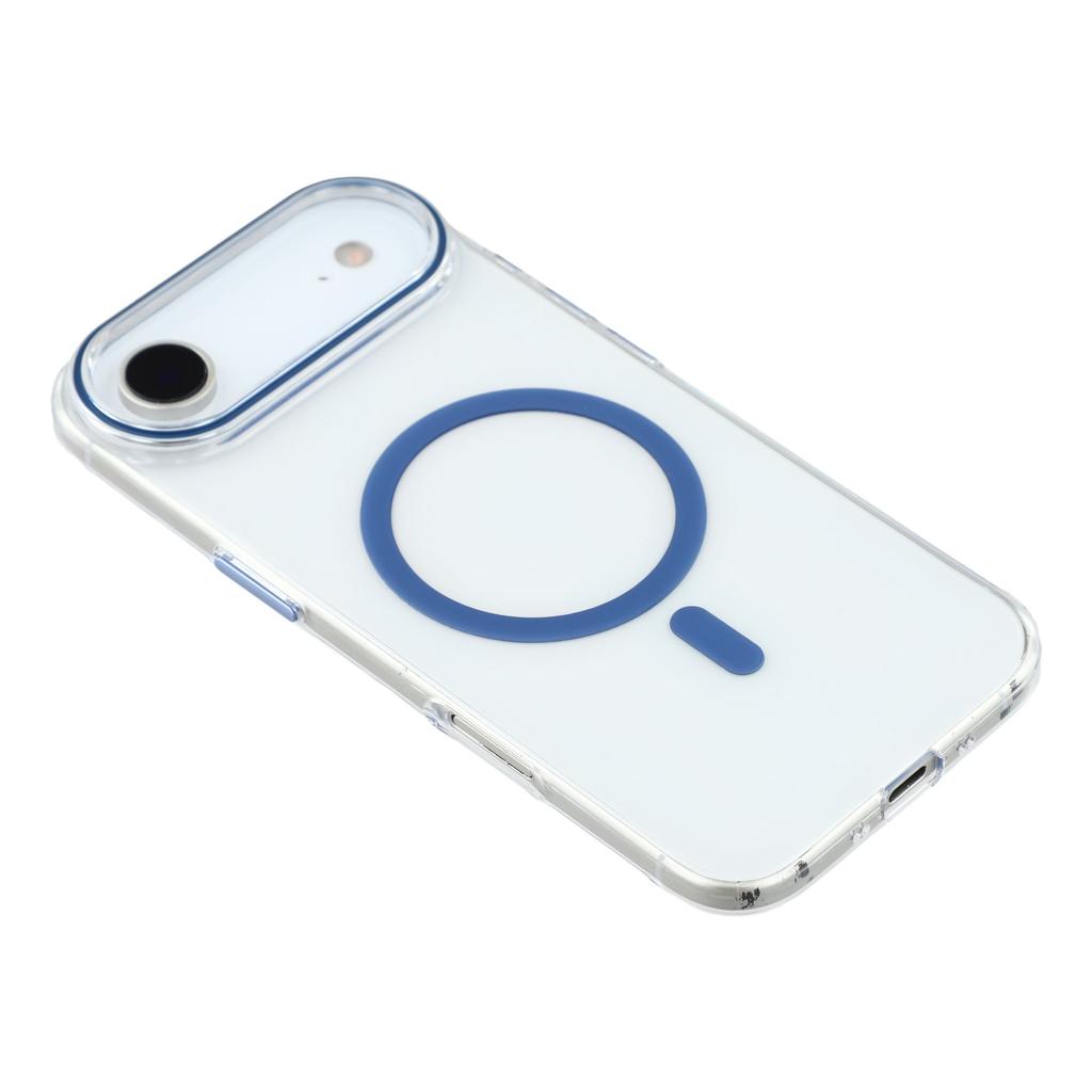 For iPhone Air Magnetic Case Clear PC Phone Back Cover with Metal Buttons