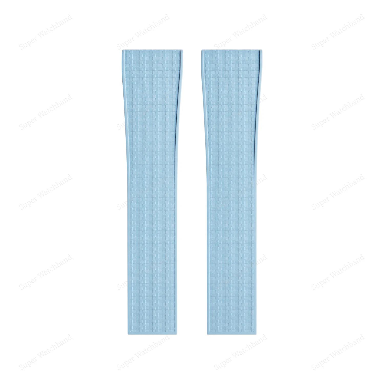 

18mm 19mm 20mm 21mm 22mm Premium Grade Pixel Texture FKM Rubber Watch Band CTS Watchbands For Traditional Diving Men Women Watch 22-18mm&Without Buckle світло-синій колір