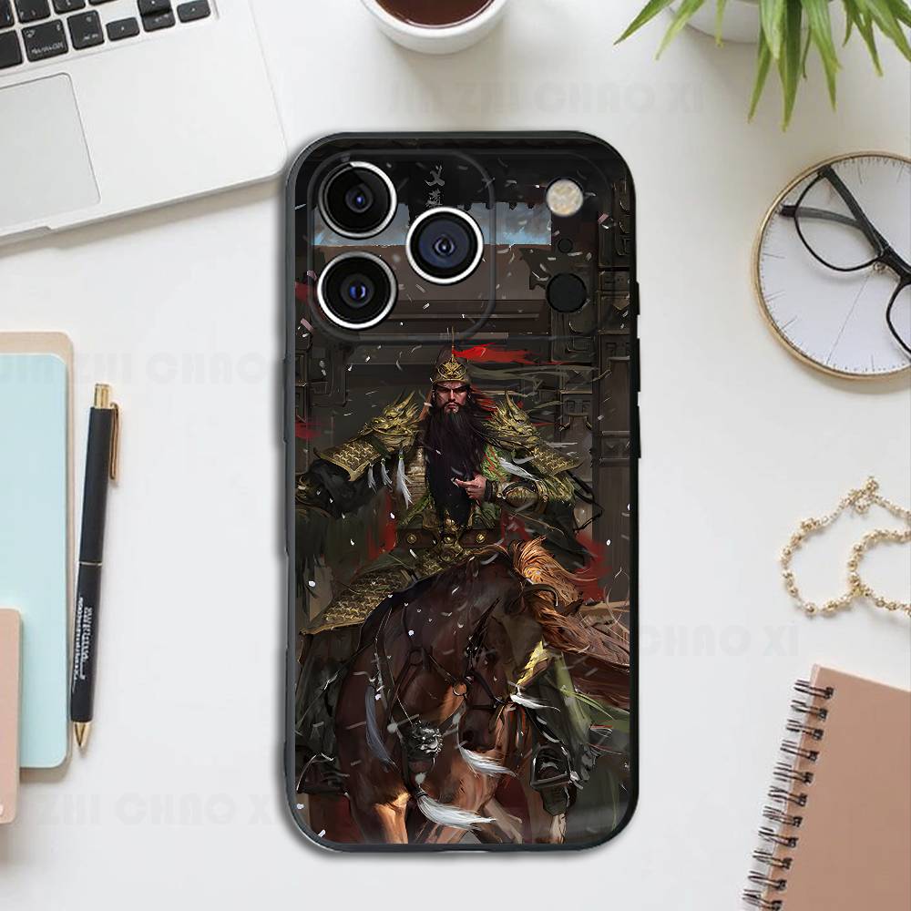 Three Kingdoms Hero Silicone Phone Case For IPhone 17 16 15 14 13 12 11 X XS Plus Pro Max Shockproof Soft Cover