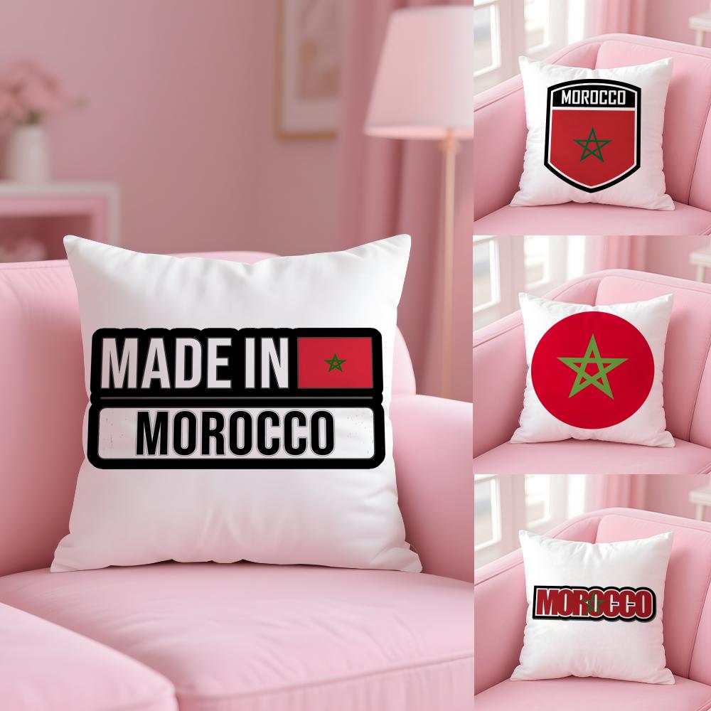 Morocco Flag Cushion Cover Plush Fabric Soft Double-Sided Printed Invisible Zipper Sofa Pillow Case Home Decor