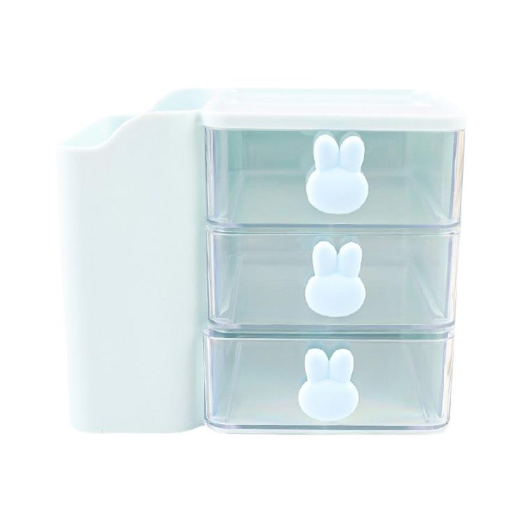 Makeup Organizers Box, Desktop Cosmetics Box Earring Drawer Box Decors Jewelry Storage Box 3-Layer Jewelry Storage Tray синий