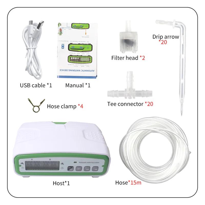 

Automatic Double Pump Watering Device Set for 20 Potted Plants Drip Irrigation System Kit 30-Days Programmable Watering Timer