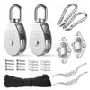 304 Stainless Steel Fixed Pulley with Hook, M15-M25, Nylon Rope Tie-down Set