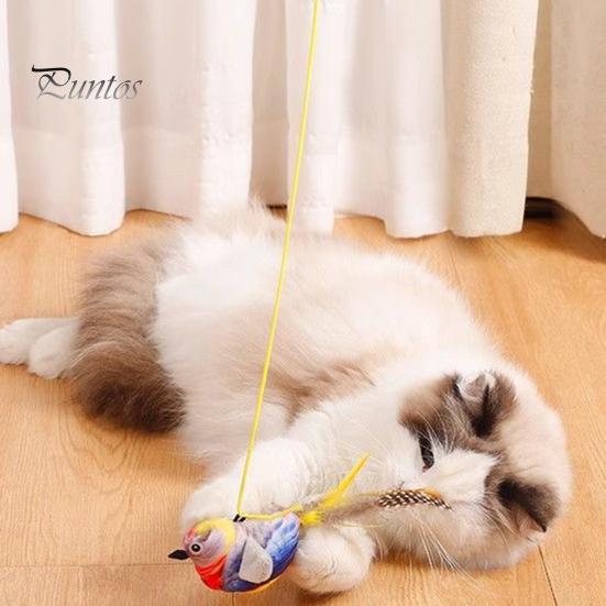 Pouncing Cat Toy Chirping Bird Interactive Simulation Electric Touch Activated Hunting Instinct Plush Teaser for Indoor Cats And Dogs Sounds