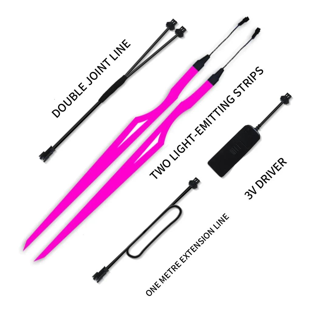 Motorcycle Helmet Cold Light Mod Kit Flashing Stripe Luminous Sticker LED Night Riding Lights Motorcycle Helmet Decoration