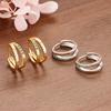Europe Double Layered Zircon Hoop Earrings For Women Stainless Steel Personality Punk Piercing Earring Wedding Jewelry Gifts