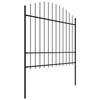 VidaXL Garden Fence with Spear-Shaped Top Steel 181 X 175 Cm Black 144944