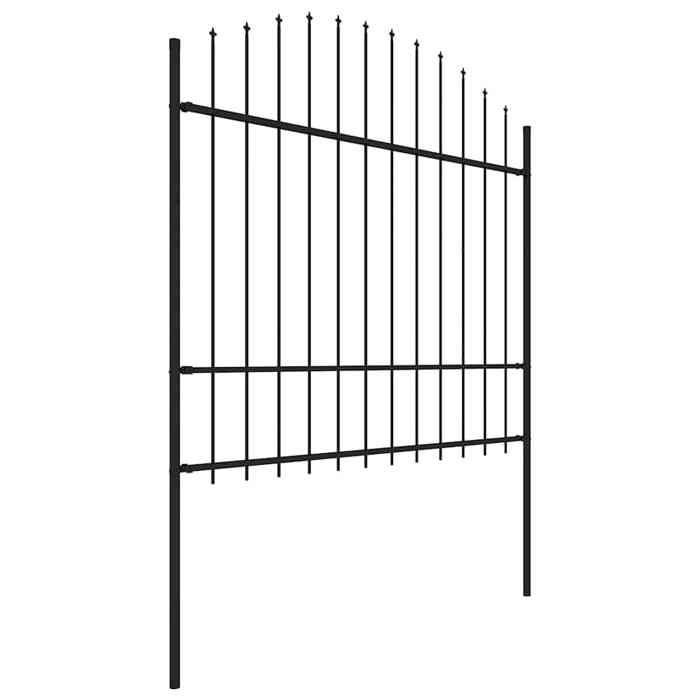 VidaXL Garden Fence with Spear-Shaped Top Steel 181 X 175 Cm Black 144944