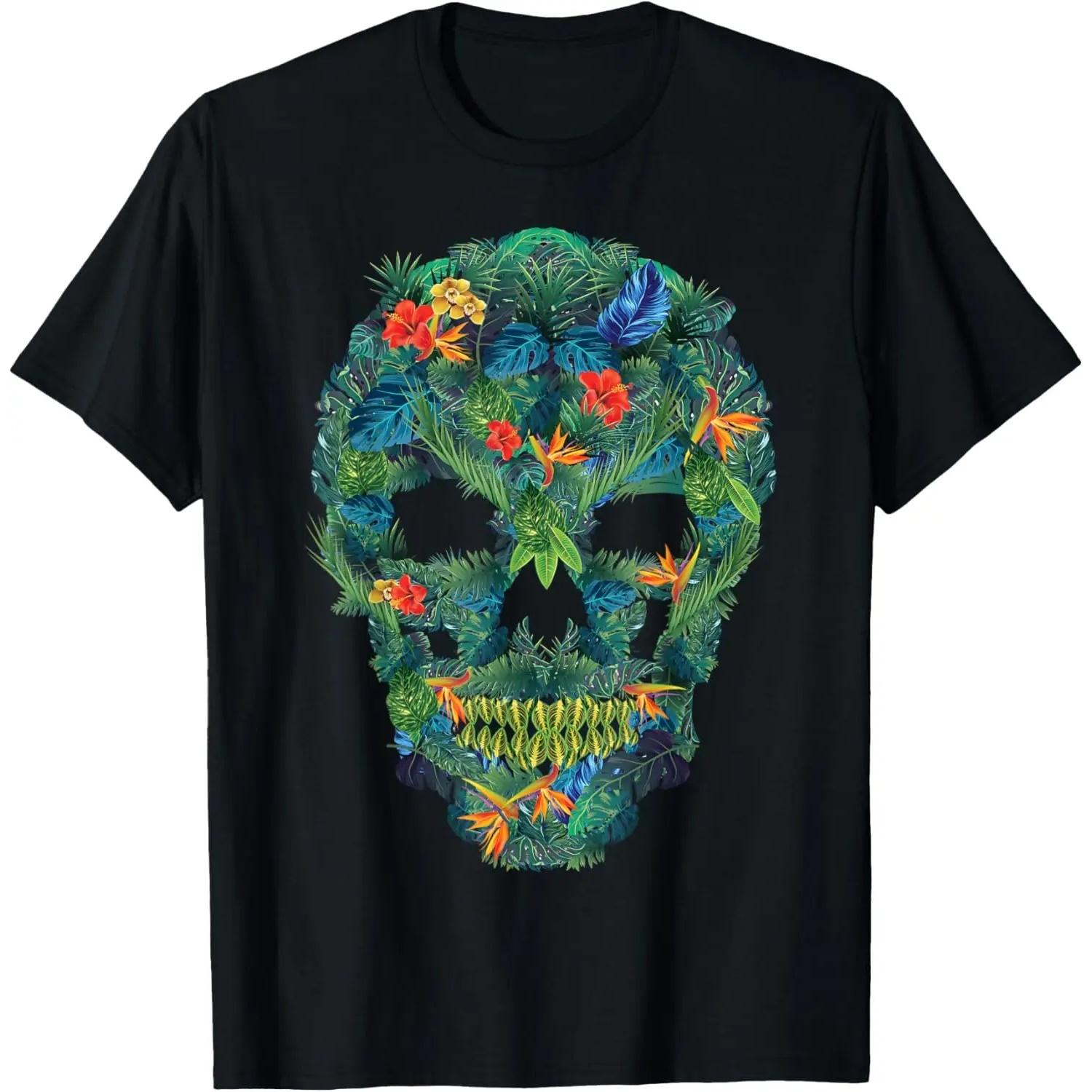 

floral skull for lovers flowers men women T-Shirt S чёрный