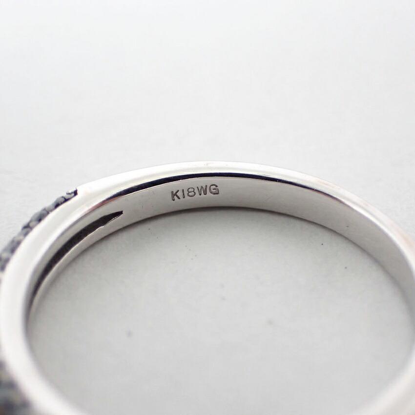 [Pre-owned] K18WG Black Diamond Ring / Size 11 / j66-4