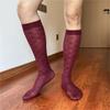 Men's Breathable Nylon Thin Dress Socks with Argyle Pattern Design Middle Calf Business Formal Socks Hosiery Gift