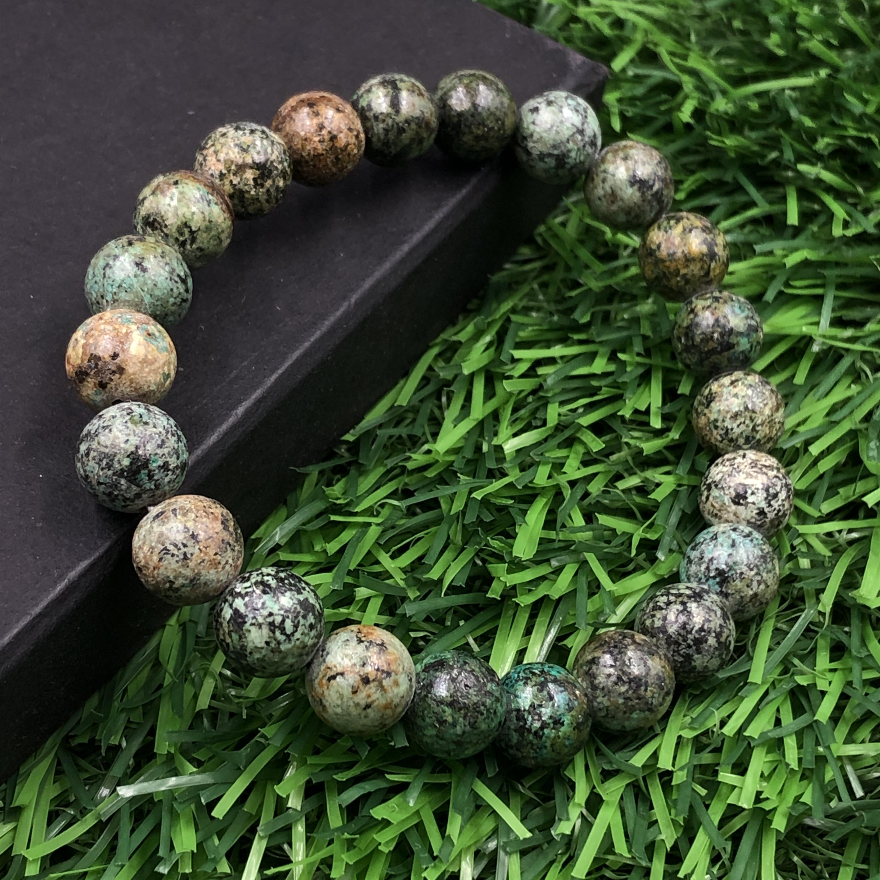 

Natural African Turquoise Gemstone Handmade 8mm Round Beads Stretchable Bracelet 7.5 For Mother s Day Gift RBB-32