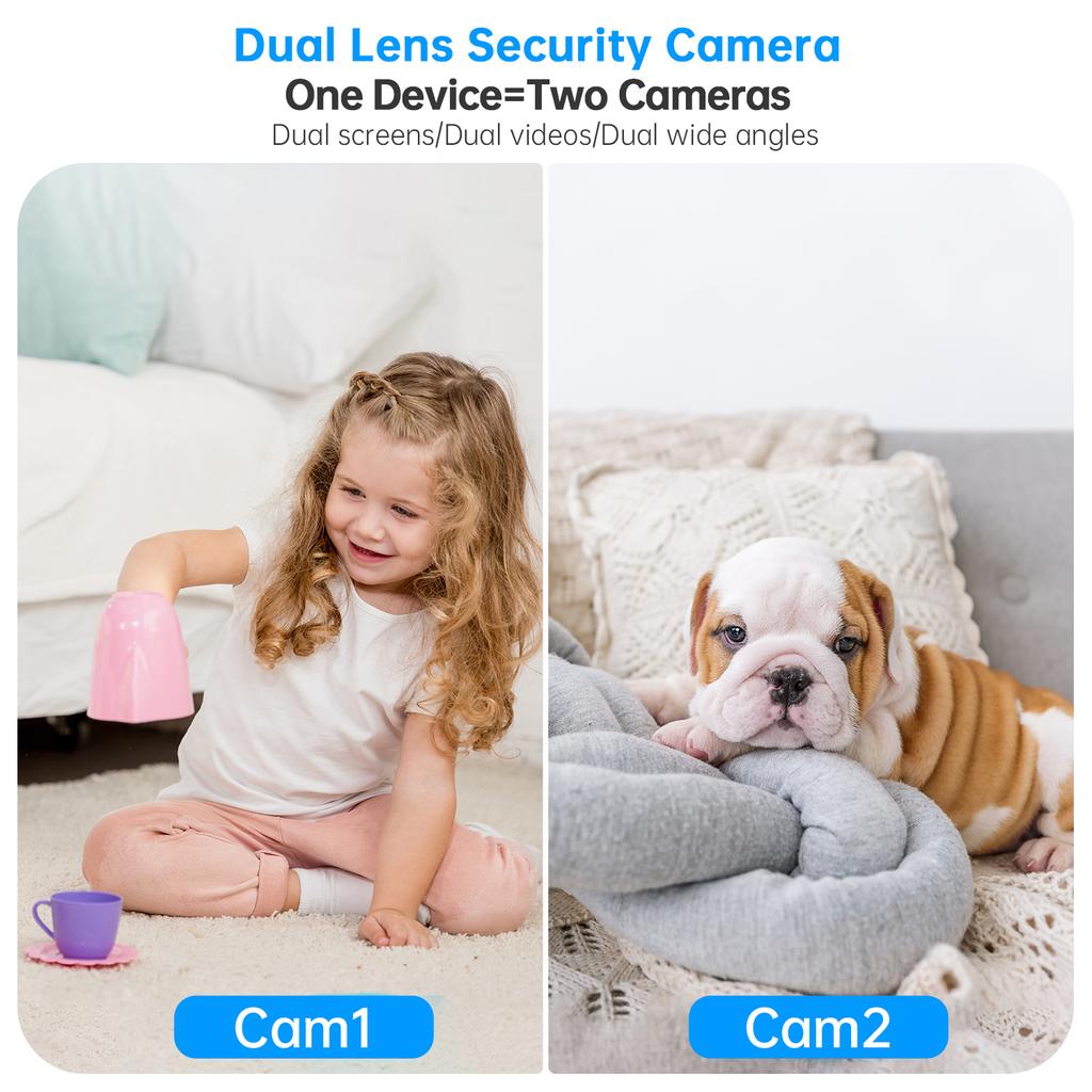 4K PTZ IP Camera 5G Wifi Surveillance Camera Dual Lens Dual Screen Home Auto Tracking CCTV Camera Security Baby Monitor