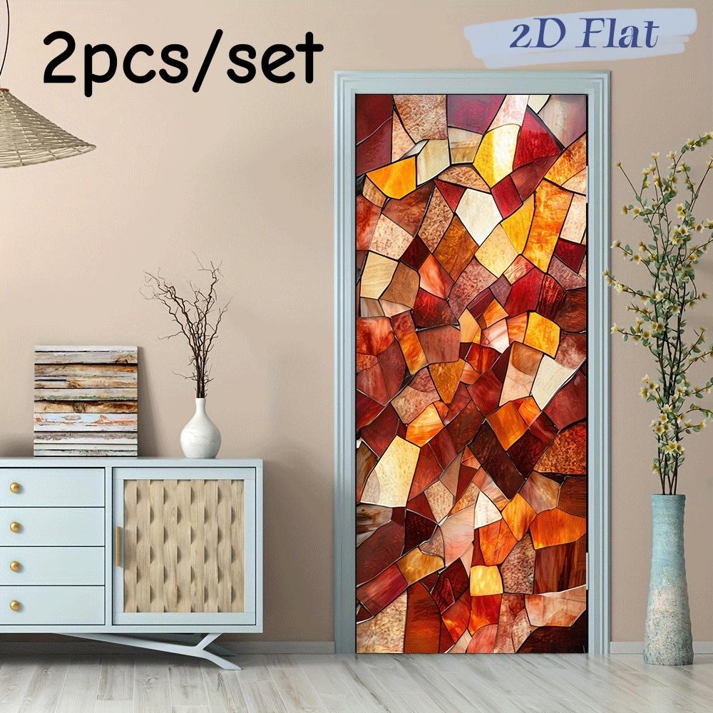 

2pcs Creative Mosaic Glass Art Wall Stickers Modern Simple Home Decoration Stickers Self Adhesive Waterproof Removable Living Ro (as the picture,38.5x200cmx2)