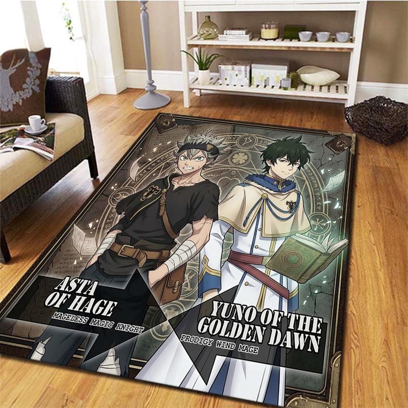 Black Clover Carpet Rug For Living Room Bedroom Home Sofa Decoration Kids Play Nonslip Floor Mat