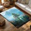 Forest Landscape Area Rug, Colorful Nature Themed Carpet for Living Room, Soft Non-Slip Mat with Tree Design, Cozy Home Decor